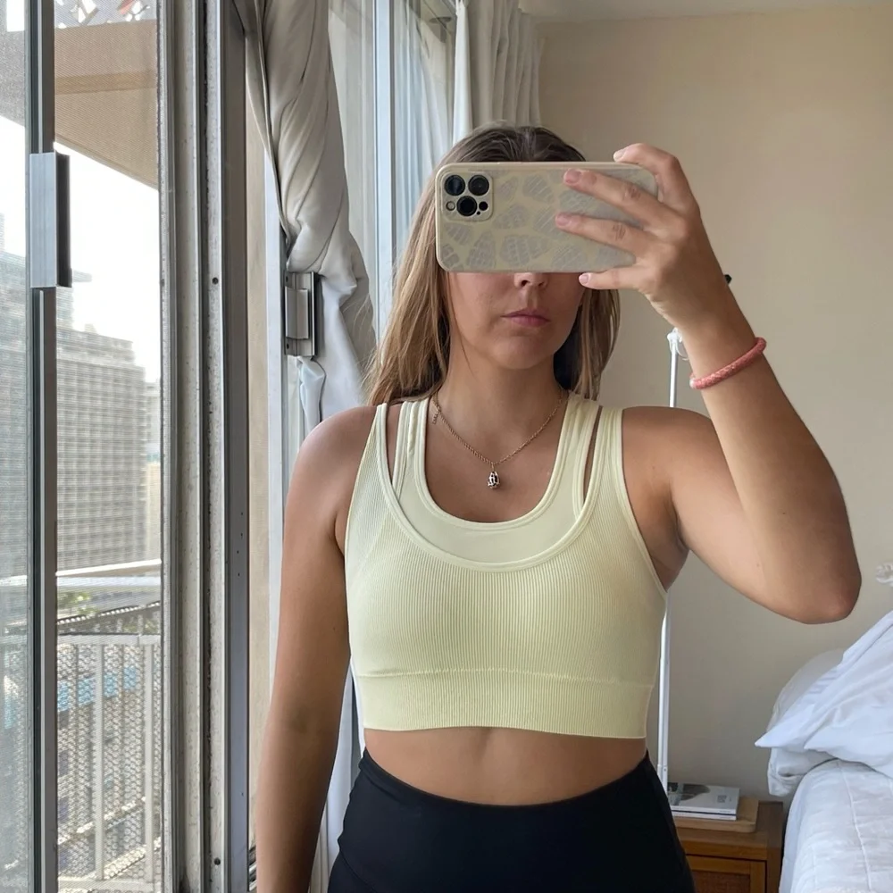 Yellow Ribbed Crop Top - Picture 4 of 4